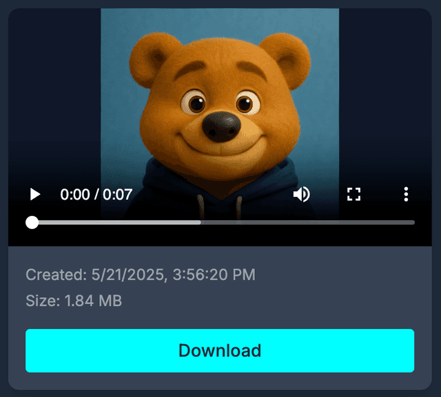Download animated video interface